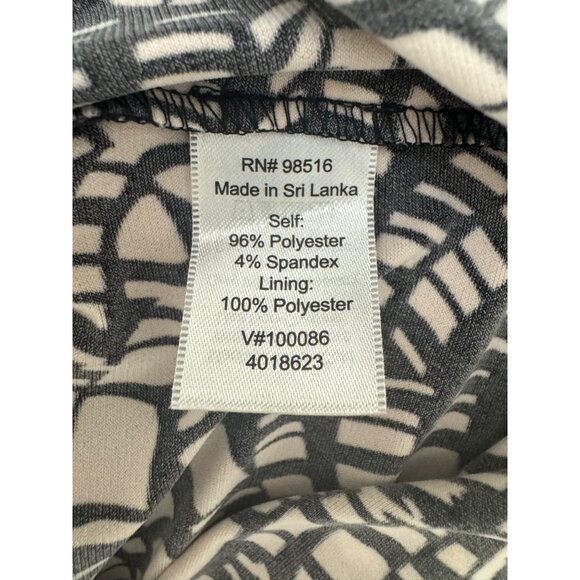 Coldwater Creek Black & White Print Ruched‎ Sheath Dress Size 12 Sleeveless - Picture 5 of 7